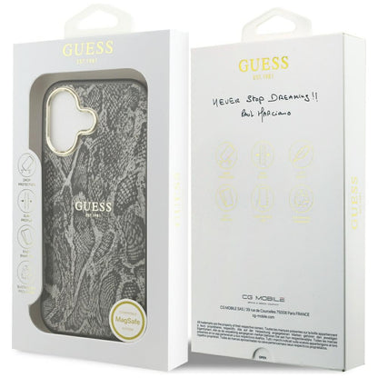 Калъф MagSafe за Apple iPhone 17, Guess, Python Pattern, Черен
