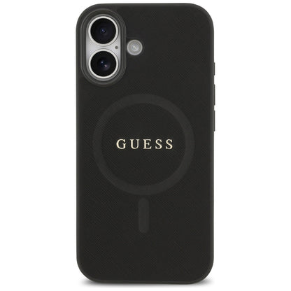 Калъф MagSafe за Apple iPhone 17, Guess, Saffiano Classic Logo, Черен