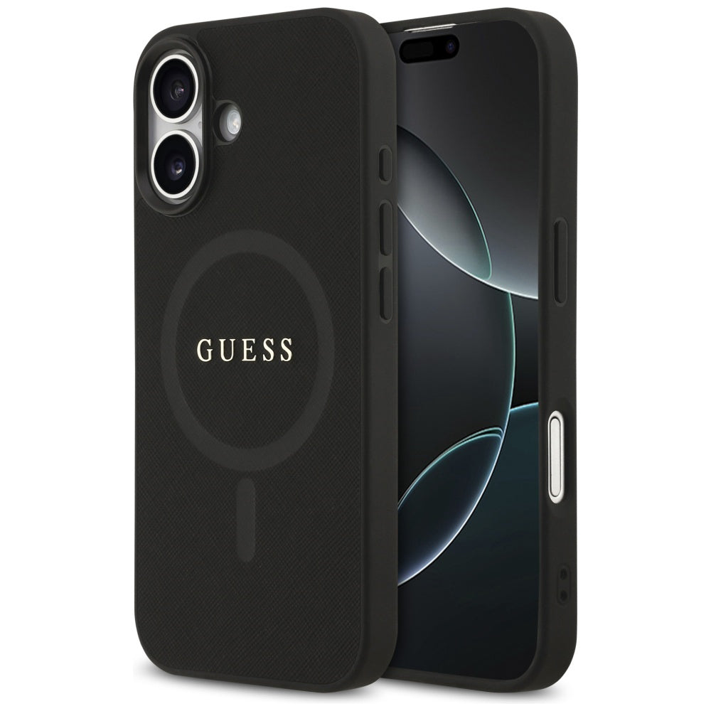 Калъф MagSafe за Apple iPhone 17, Guess, Saffiano Classic Logo, Черен