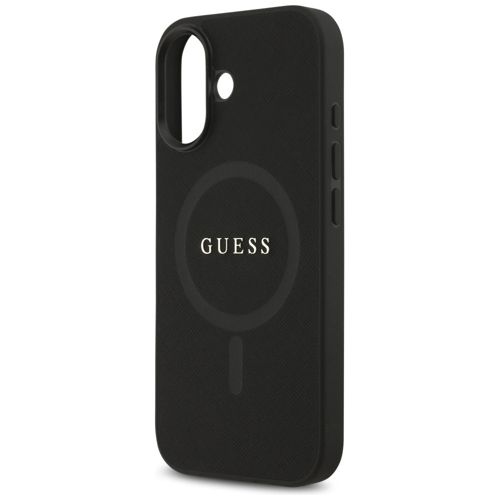 Калъф MagSafe за Apple iPhone 17, Guess, Saffiano Classic Logo, Черен