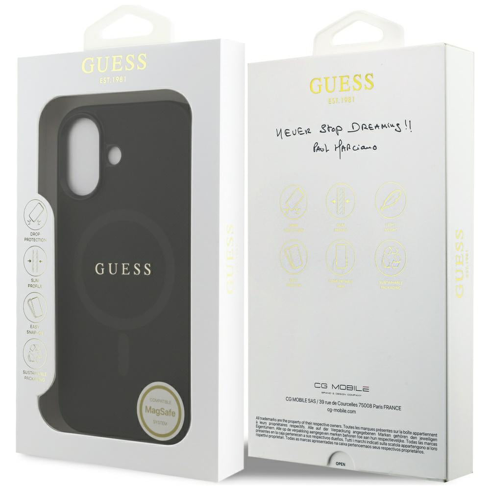 Калъф MagSafe за Apple iPhone 17, Guess, Saffiano Classic Logo, Черен