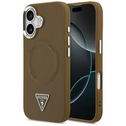 Калъф MagSafe за Apple iPhone 17, Guess, Triangle Logo, Сребристо-кафяв