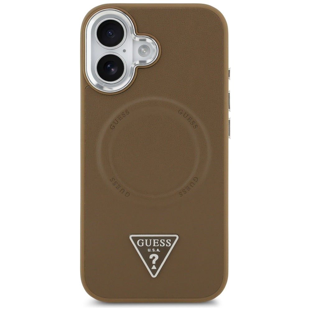 Калъф MagSafe за Apple iPhone 17, Guess, Triangle Logo, Сребристо-кафяв
