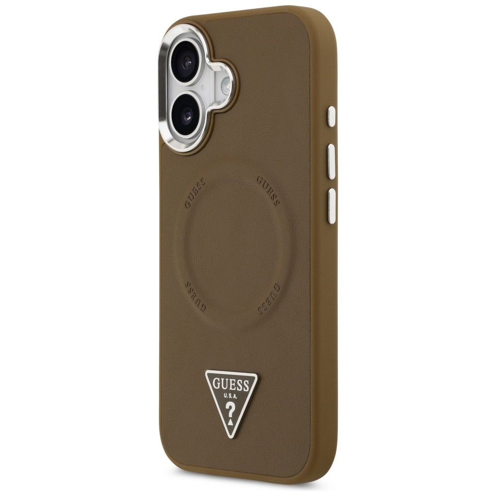 Калъф MagSafe за Apple iPhone 17, Guess, Triangle Logo, Сребристо-кафяв