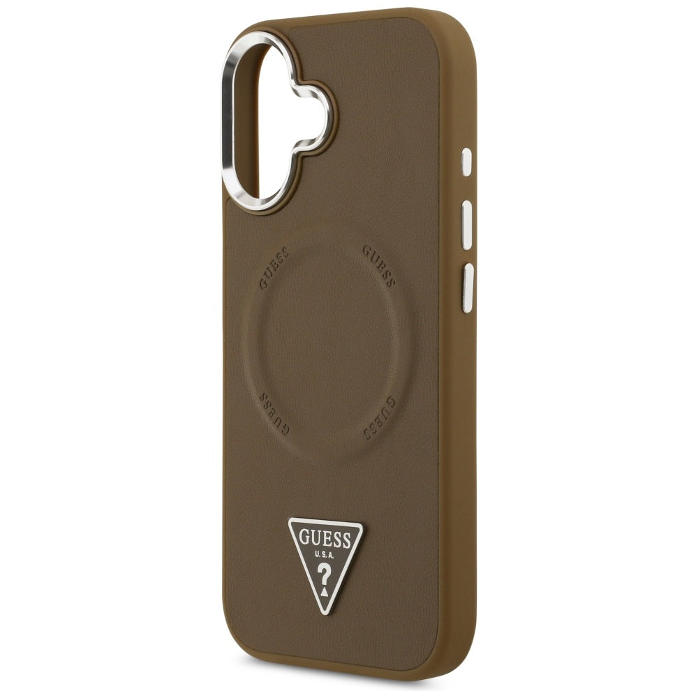 Калъф MagSafe за Apple iPhone 17, Guess, Triangle Logo, Сребристо-кафяв