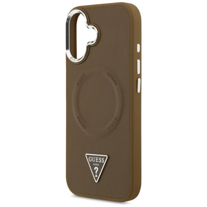 Калъф MagSafe за Apple iPhone 17, Guess, Triangle Logo, Сребристо-кафяв