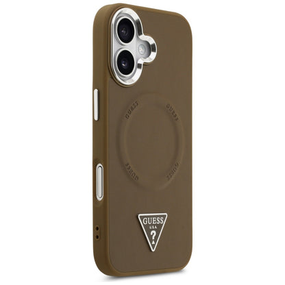 Калъф MagSafe за Apple iPhone 17, Guess, Triangle Logo, Сребристо-кафяв