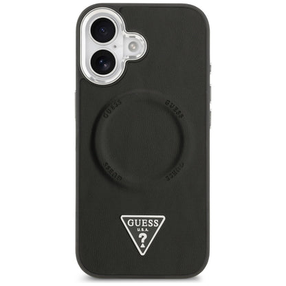 Калъф MagSafe за Apple iPhone 17, Guess, Triangle Logo, Черно Сребрист