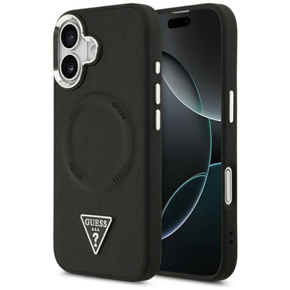 Калъф MagSafe за Apple iPhone 17, Guess, Triangle Logo, Черно Сребрист