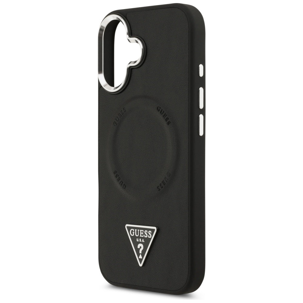 Калъф MagSafe за Apple iPhone 17, Guess, Triangle Logo, Черно Сребрист