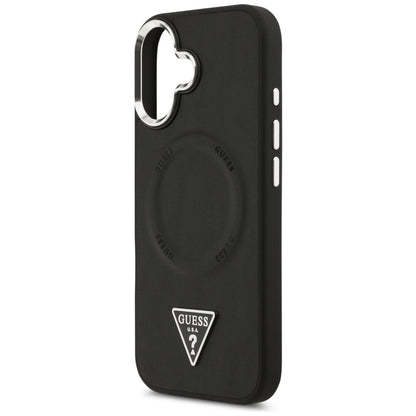 Калъф MagSafe за Apple iPhone 17, Guess, Triangle Logo, Черно Сребрист