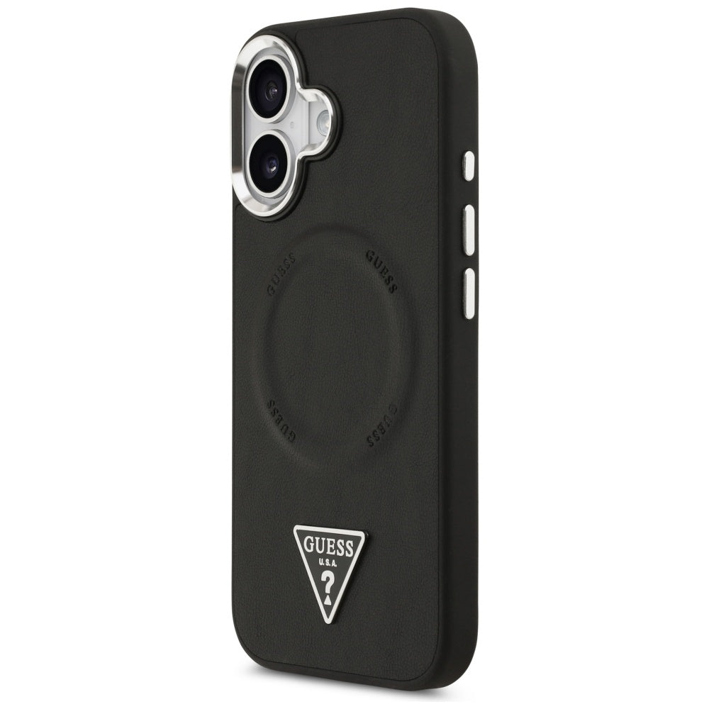 Калъф MagSafe за Apple iPhone 17, Guess, Triangle Logo, Черно Сребрист