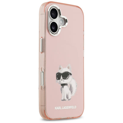Калъф MagSafe за Apple iPhone 17, Karl Lagerfeld, IML Aquarelle Logo Choupette, Розов