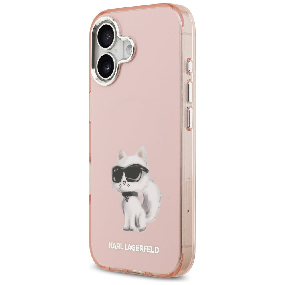 Калъф MagSafe за Apple iPhone 17, Karl Lagerfeld, IML Aquarelle Logo Choupette, Розов
