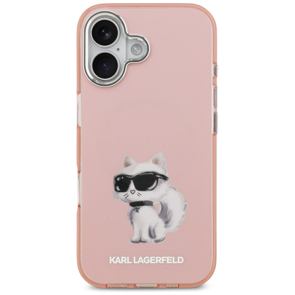 Калъф MagSafe за Apple iPhone 17, Karl Lagerfeld, IML Aquarelle Logo Choupette, Розов