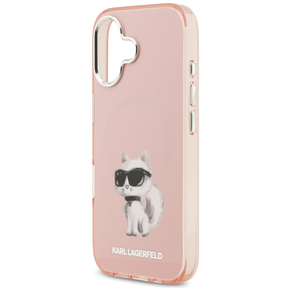 Калъф MagSafe за Apple iPhone 17, Karl Lagerfeld, IML Aquarelle Logo Choupette, Розов