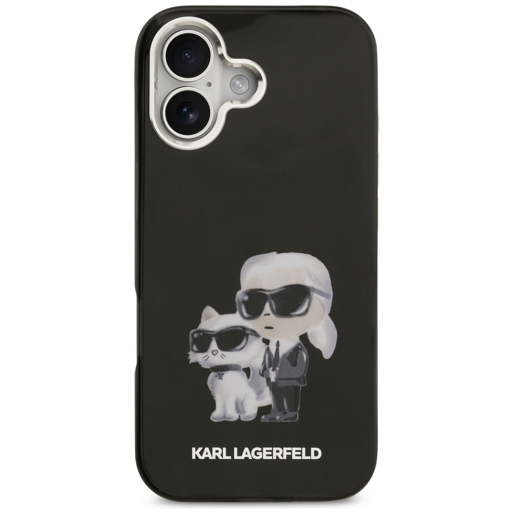 Калъф MagSafe за Apple iPhone 17, Karl Lagerfeld, IML Aquarelle Logo Karl & Choupette, Черен