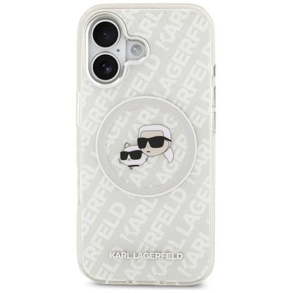 Калъф MagSafe за Apple iPhone 17, Karl Lagerfeld, IML Glitter Karl & Choupette`s Heads, Сив