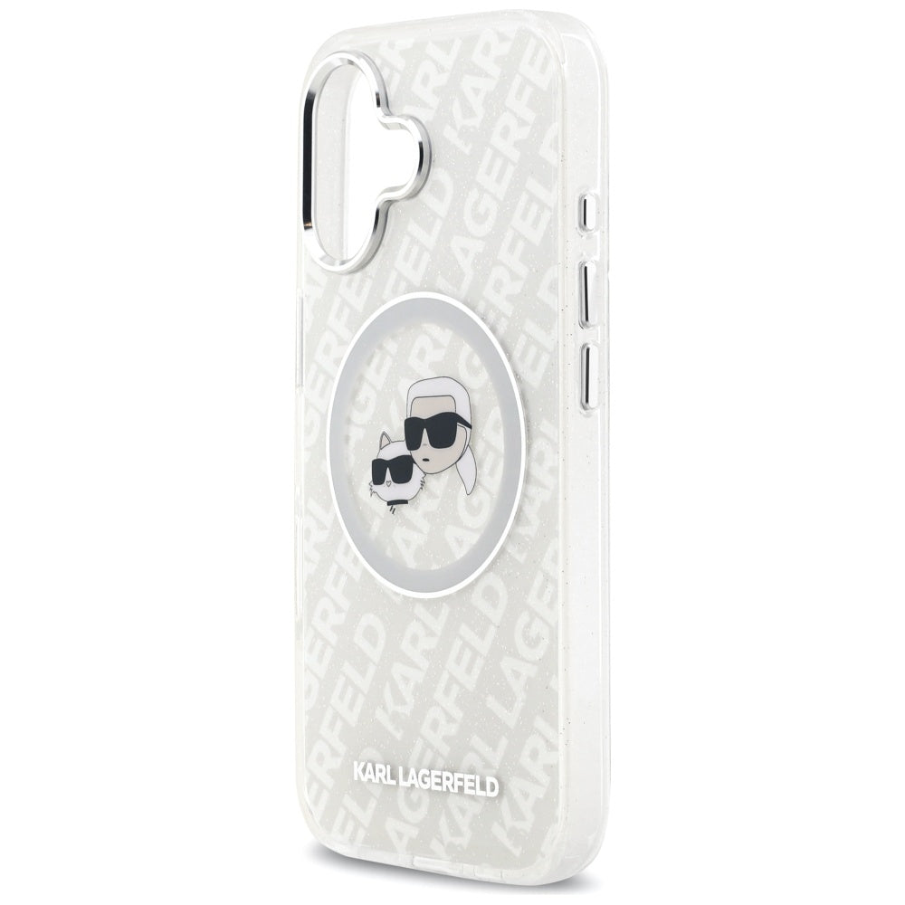 Калъф MagSafe за Apple iPhone 17, Karl Lagerfeld, IML Glitter Karl & Choupette`s Heads, Сив