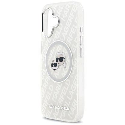 Калъф MagSafe за Apple iPhone 17, Karl Lagerfeld, IML Glitter Karl & Choupette`s Heads, Сив