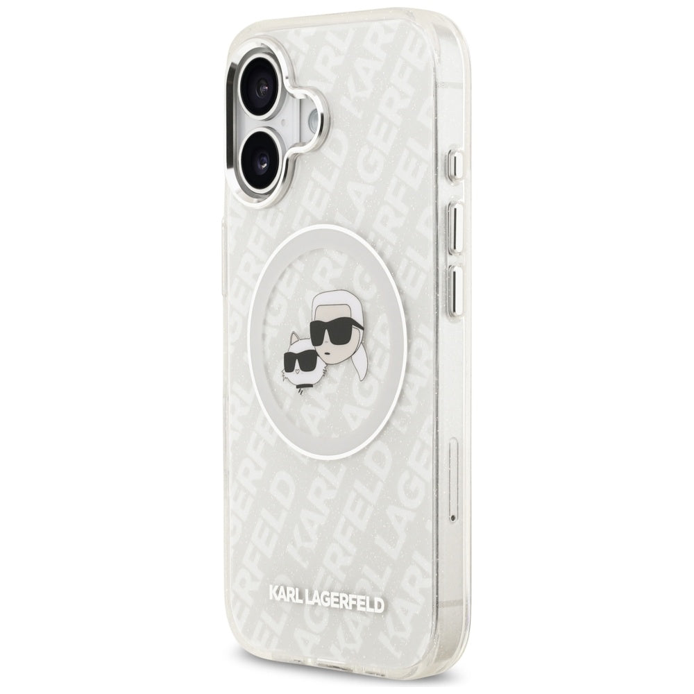 Калъф MagSafe за Apple iPhone 17, Karl Lagerfeld, IML Glitter Karl & Choupette`s Heads, Сив