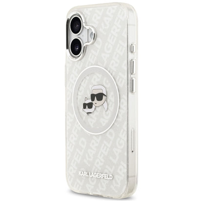 Калъф MagSafe за Apple iPhone 17, Karl Lagerfeld, IML Glitter Karl & Choupette`s Heads, Сив