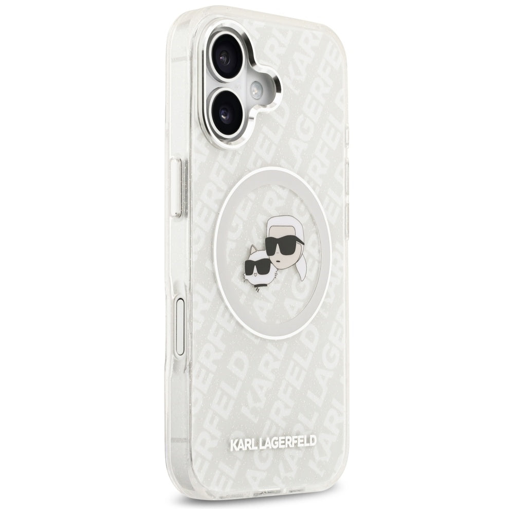 Калъф MagSafe за Apple iPhone 17, Karl Lagerfeld, IML Glitter Karl & Choupette`s Heads, Сив