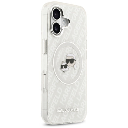 Калъф MagSafe за Apple iPhone 17, Karl Lagerfeld, IML Glitter Karl & Choupette`s Heads, Сив