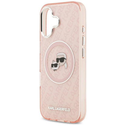 Калъф MagSafe за Apple iPhone 17, Karl Lagerfeld, IML Glitter Karl & Choupette`s Heads, Розов