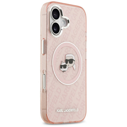 Калъф MagSafe за Apple iPhone 17, Karl Lagerfeld, IML Glitter Karl & Choupette`s Heads, Розов