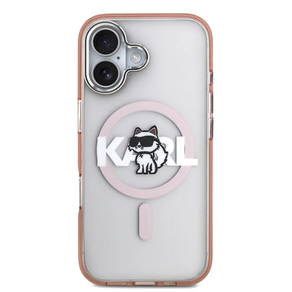 Калъф MagSafe за Apple iPhone 17, Karl Lagerfeld, IML Sketch Logo Choupette, Розов