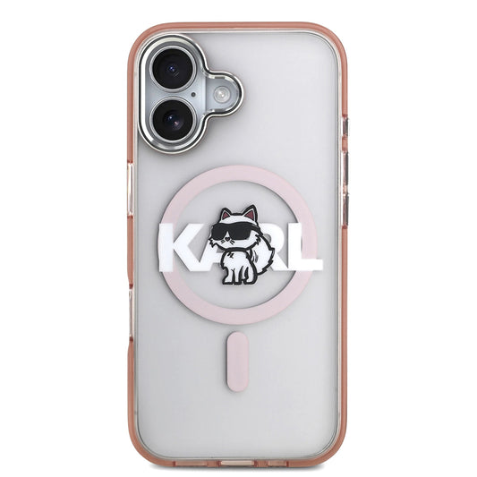 Калъф MagSafe за Apple iPhone 17, Karl Lagerfeld, IML Sketch Logo Choupette, Розов