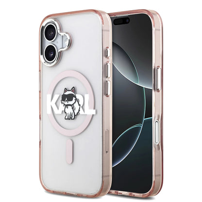 Калъф MagSafe за Apple iPhone 17, Karl Lagerfeld, IML Sketch Logo Choupette, Розов