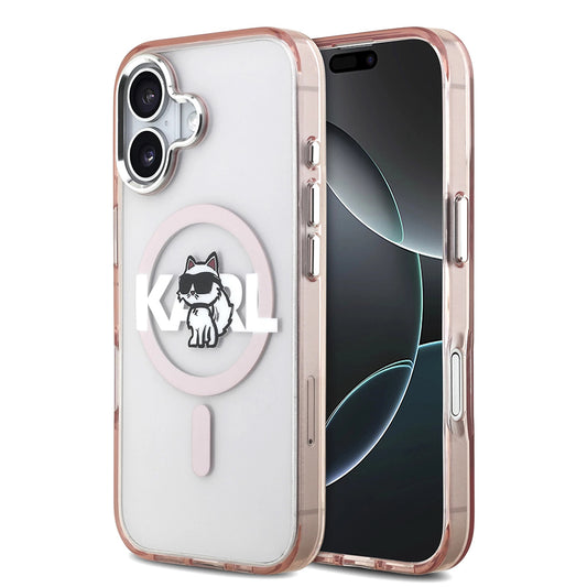 Калъф MagSafe за Apple iPhone 17, Karl Lagerfeld, IML Sketch Logo Choupette, Розов