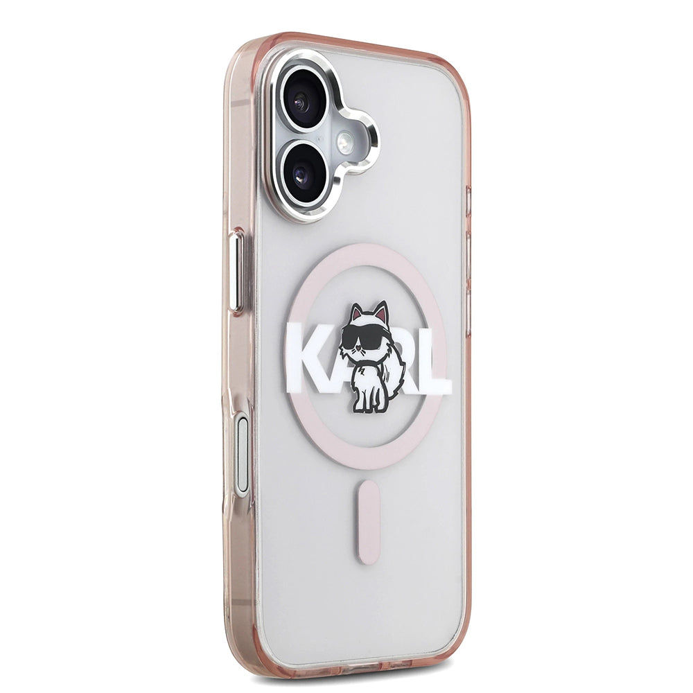 Калъф MagSafe за Apple iPhone 17, Karl Lagerfeld, IML Sketch Logo Choupette, Розов