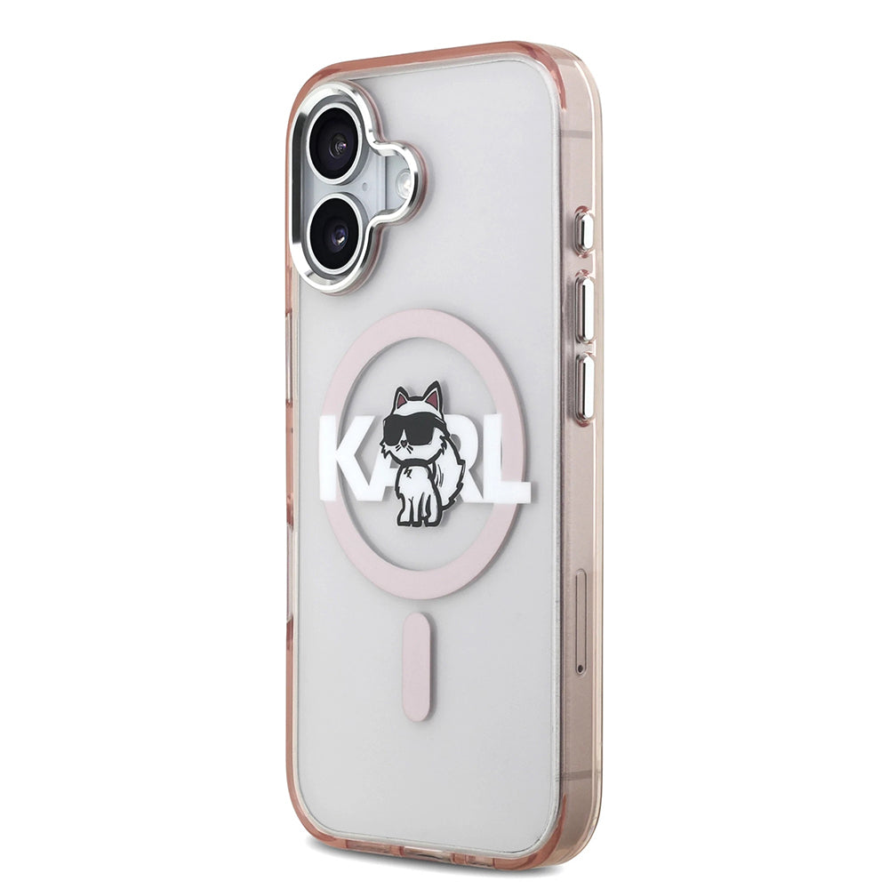 Калъф MagSafe за Apple iPhone 17, Karl Lagerfeld, IML Sketch Logo Choupette, Розов
