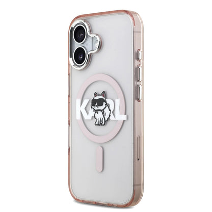 Калъф MagSafe за Apple iPhone 17, Karl Lagerfeld, IML Sketch Logo Choupette, Розов