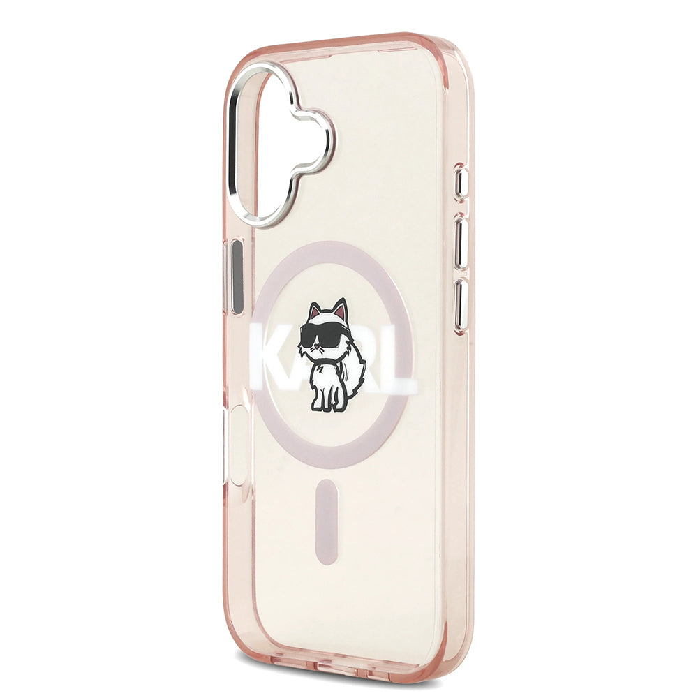 Калъф MagSafe за Apple iPhone 17, Karl Lagerfeld, IML Sketch Logo Choupette, Розов