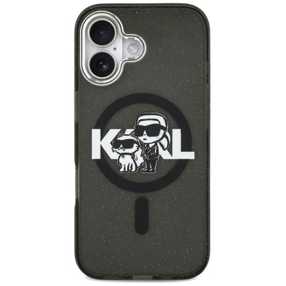 Калъф MagSafe за Apple iPhone 17, Karl Lagerfeld, IML Sketch Logo Glitter Karl & Choupette, Черен