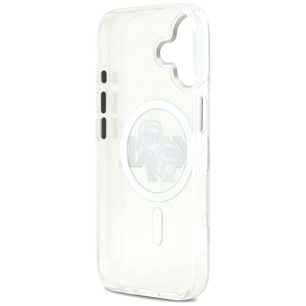 Калъф MagSafe за Apple iPhone 17, Karl Lagerfeld, IML Sketch Logo Glitter Karl & Choupette, Прозрачен