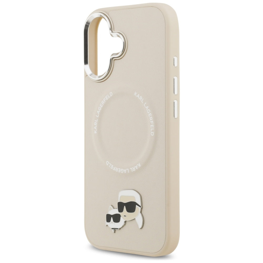 Калъф MagSafe за Apple iPhone 17, Karl Lagerfeld, Karl & Choupette Pins, Бежов