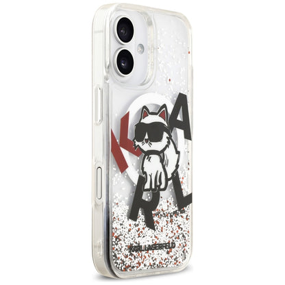 Калъф MagSafe за Apple iPhone 17, Karl Lagerfeld, Liquid Glitter Choupette Logo, Прозрачен