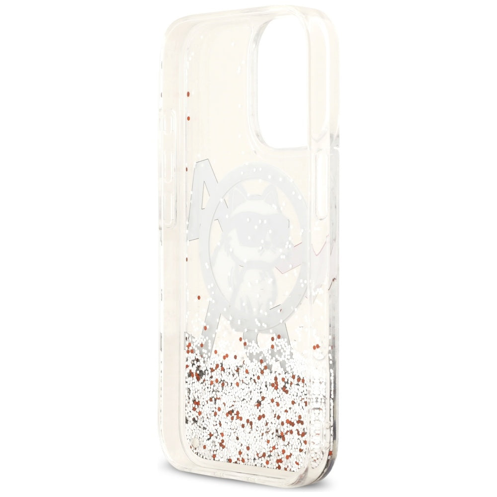 Калъф MagSafe за Apple iPhone 17, Karl Lagerfeld, Liquid Glitter Choupette Logo, Прозрачен