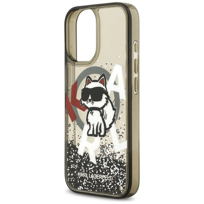Калъф MagSafe за Apple iPhone 17, Karl Lagerfeld, Liquid Glitter Logo Choupette, Черен