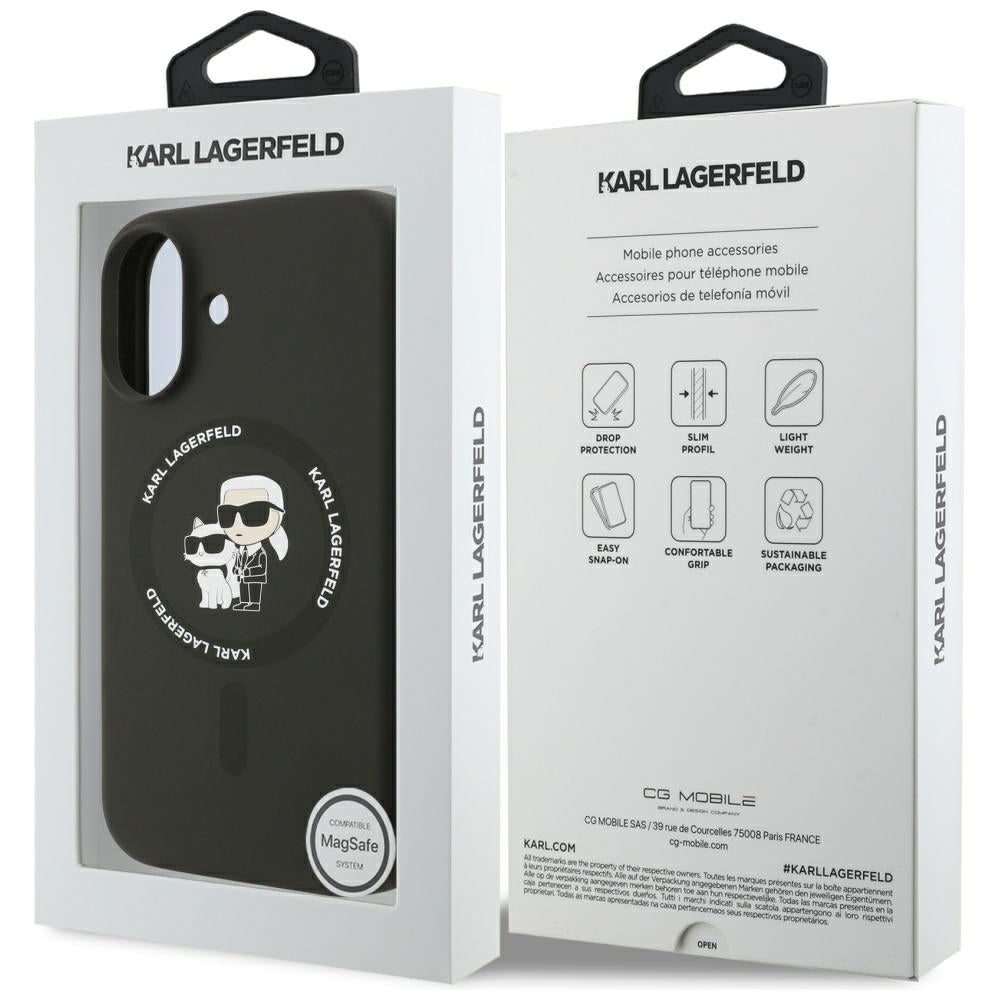 Калъф MagSafe за Apple iPhone 17, Karl Lagerfeld, Ring Karl & Choupette, Черен
