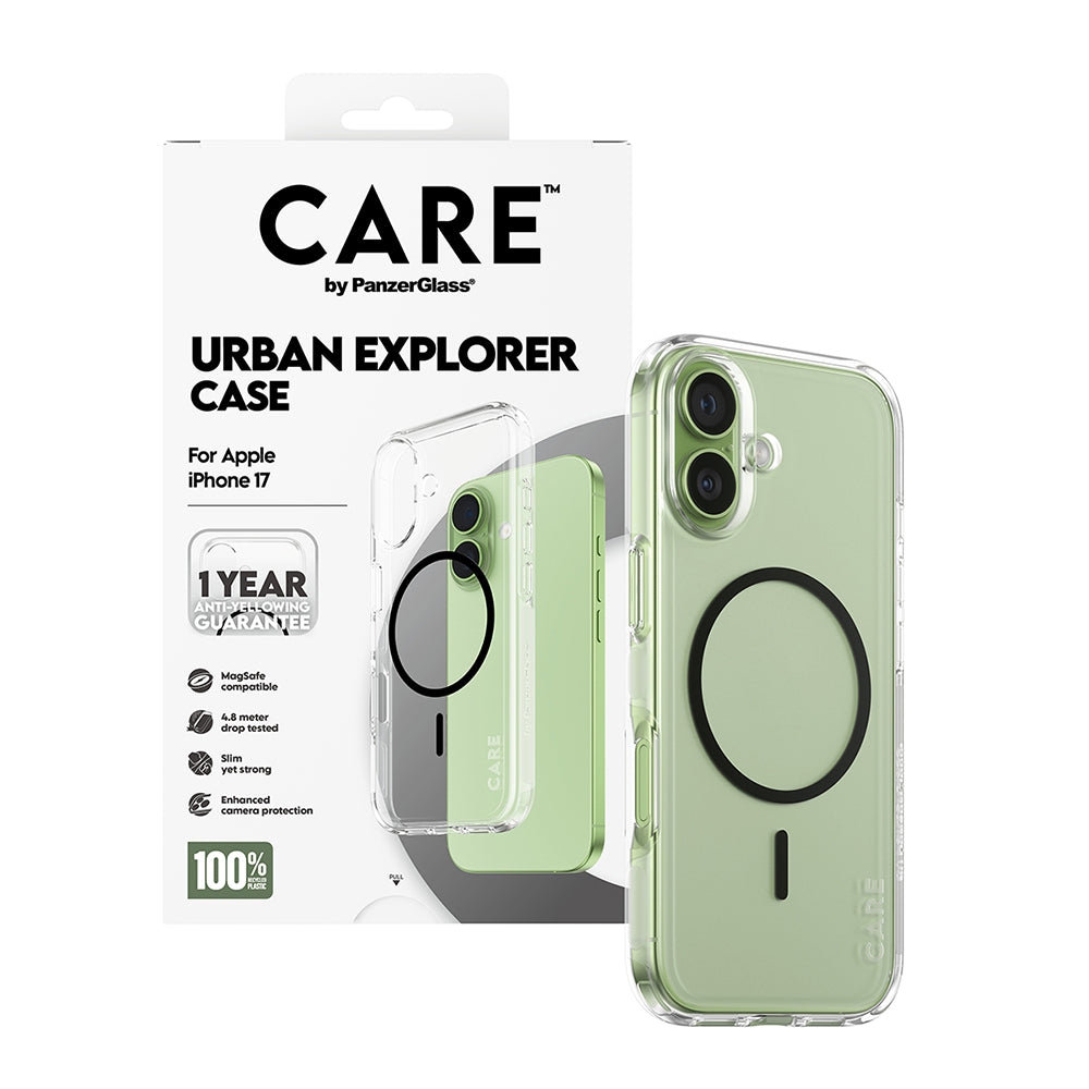 Калъф MagSafe за Apple iPhone 17, PanzerGlass, Care Urban Explorer, Прозрачен Черен