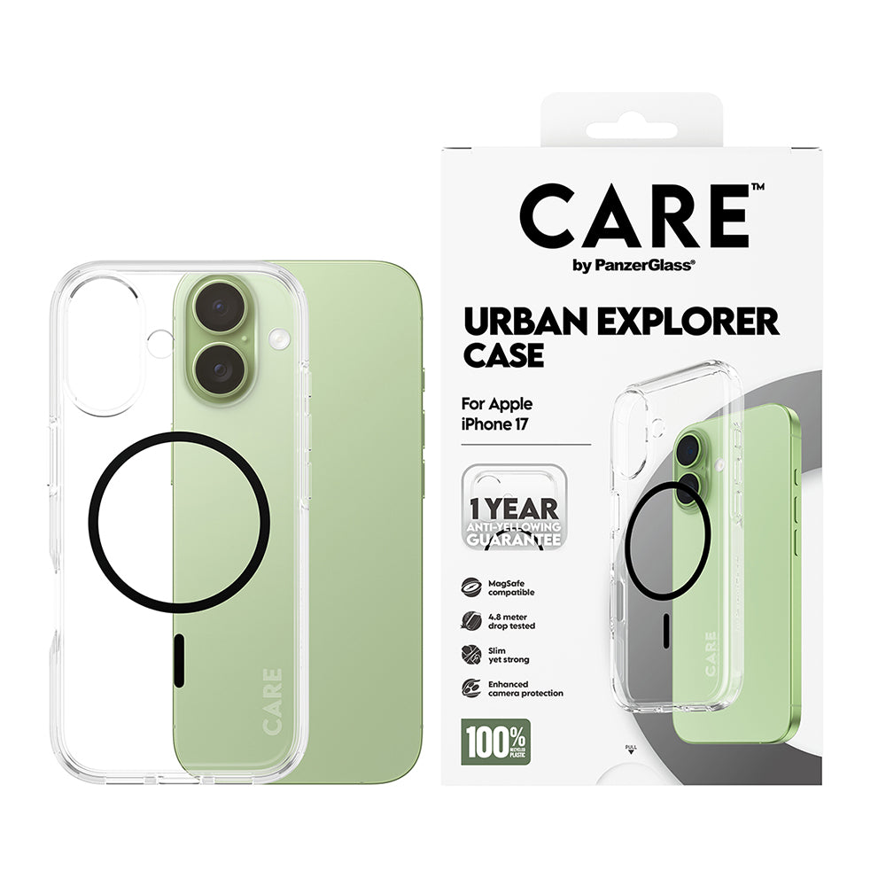 Калъф MagSafe за Apple iPhone 17, PanzerGlass, Care Urban Explorer, Прозрачен Черен