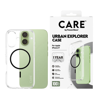 Калъф MagSafe за Apple iPhone 17, PanzerGlass, Care Urban Explorer, Прозрачен Черен