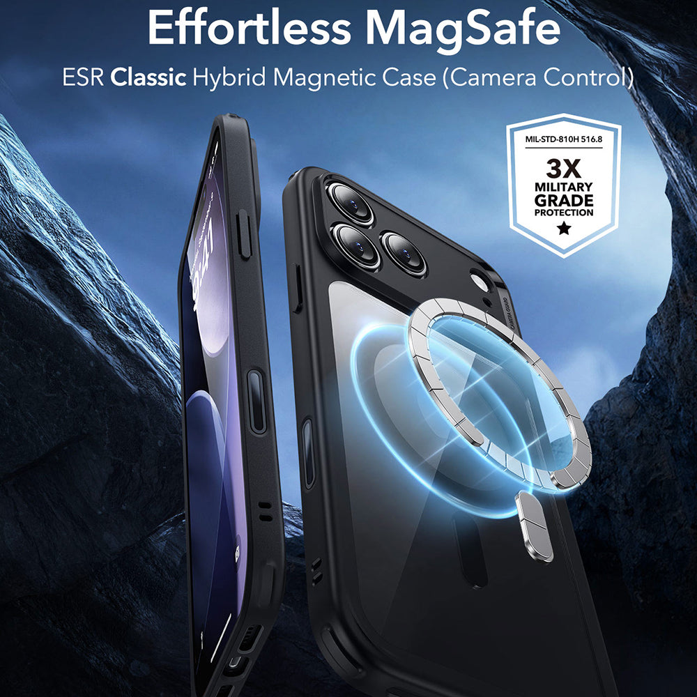 Калъф MagSafe за Apple iPhone 17 Pro, ESR, Classic Hybrid, Прозрачен Черен