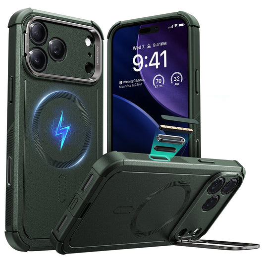 Калъф MagSafe за Apple iPhone 17 Pro, ESR, Cyber Armor Kickstand, Зелен